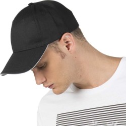 Casquette 6 panneaux visière contrastée certifiée OEKO-TEX, 240 g/m²