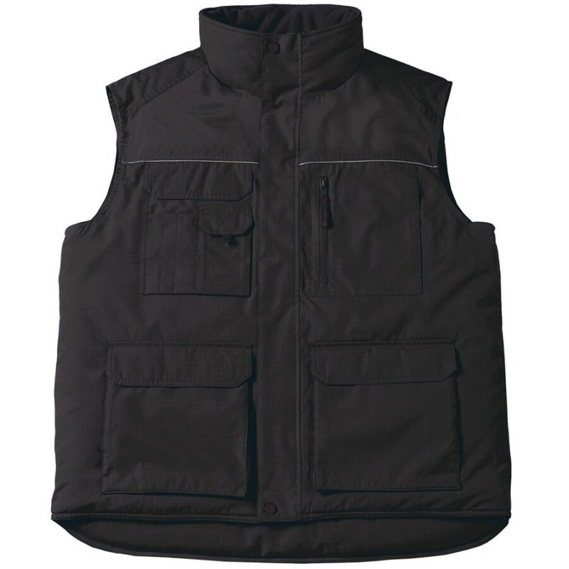 Bodywarmer de travail multi-poches matelassé doublé polaire, 200 g/m²