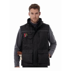 Bodywarmer de travail multi-poches matelassé doublé polaire, 200 g/m²