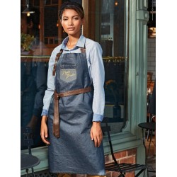 Tablier bavette en coton denim huilé avec inspiration jeans, 350 g/m²