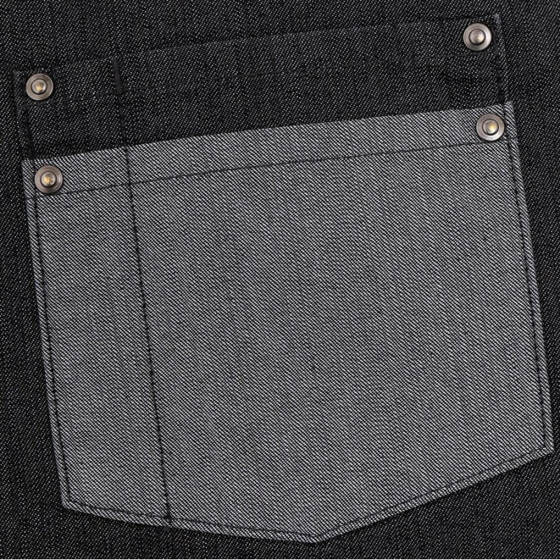 Tablier denim à bavette style industriel avec poches, 275 g/m²