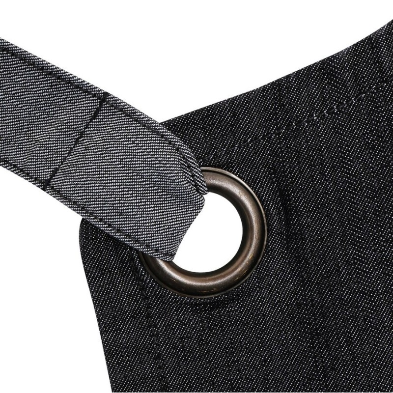 Tablier denim à bavette style industriel avec poches, 275 g/m²