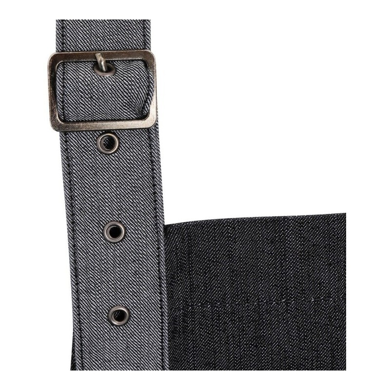 Tablier denim à bavette style industriel avec poches, 275 g/m²