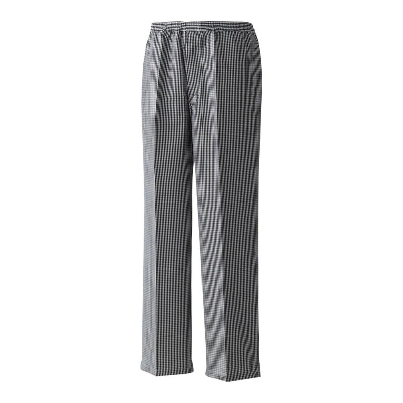 Pantalon de cuisine à carreaux, taille élastique, 195 g/m²