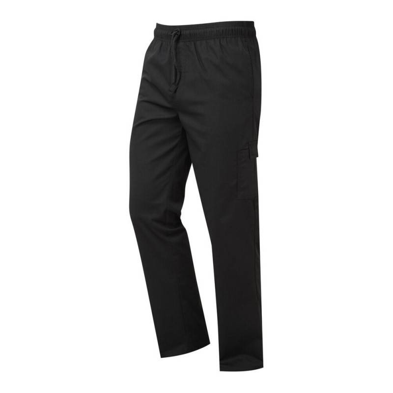 Pantalon de chef de cuisine poches cargo, taille élastique, 195 g/m²