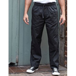 Pantalon de chef de cuisine poches cargo, taille élastique, 195 g/m²