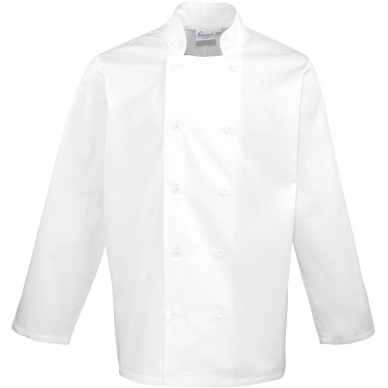 Veste de cuisinier homme fermeture portefeuille manches longues à boutons