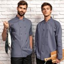 Veste de cuisinier homme fermeture portefeuille manches courtes à boutons