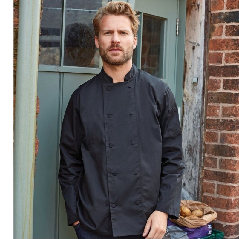 Veste de chef cuisinier coolchecker manches longues col mandarin