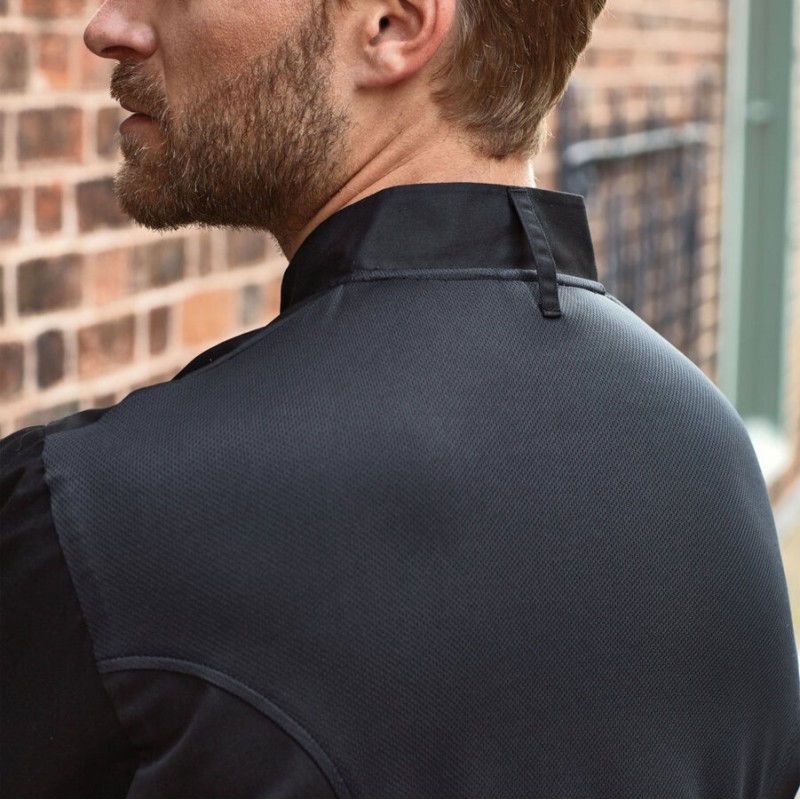Veste de chef cuisinier coolchecker manches longues col mandarin