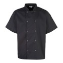 Veste de cuisinier manches courtes à boutons pressions, 195 g/m²