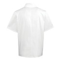 Veste de cuisinier manches courtes à boutons pressions, 195 g/m²