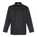 Veste de cuisinier manches longues à boutons pressions, 195 g/m²