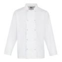 Veste de cuisinier manches longues à boutons pressions, 195 g/m²