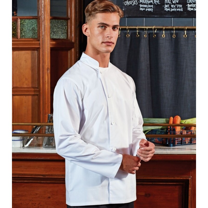 Veste de chef cuisinier manches longues, boutons de qualité, 170 g/m²