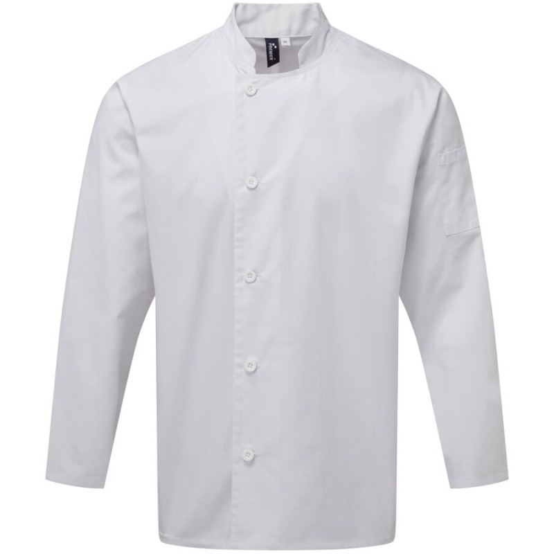 Veste de chef cuisinier manches longues, boutons de qualité, 170 g/m²