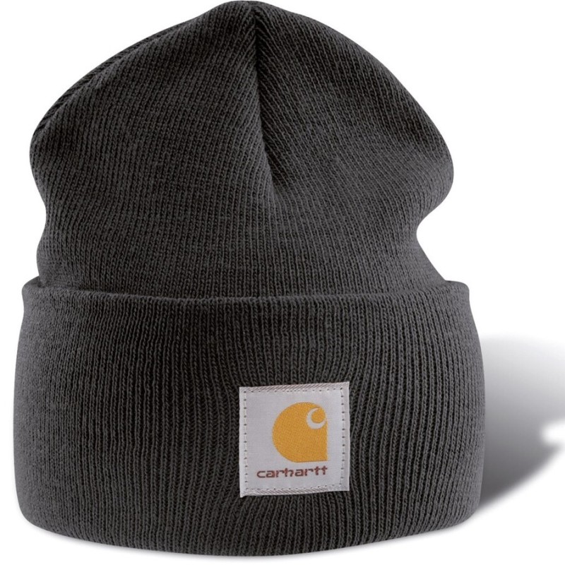 Bonnet tricoté avec revers, logo Carhartt cousu sur le devant