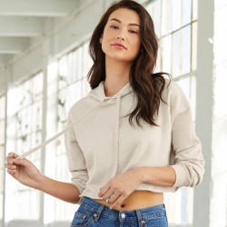 Sweat-shirt capuche femme court Crop Top et ample, 220 g/m²