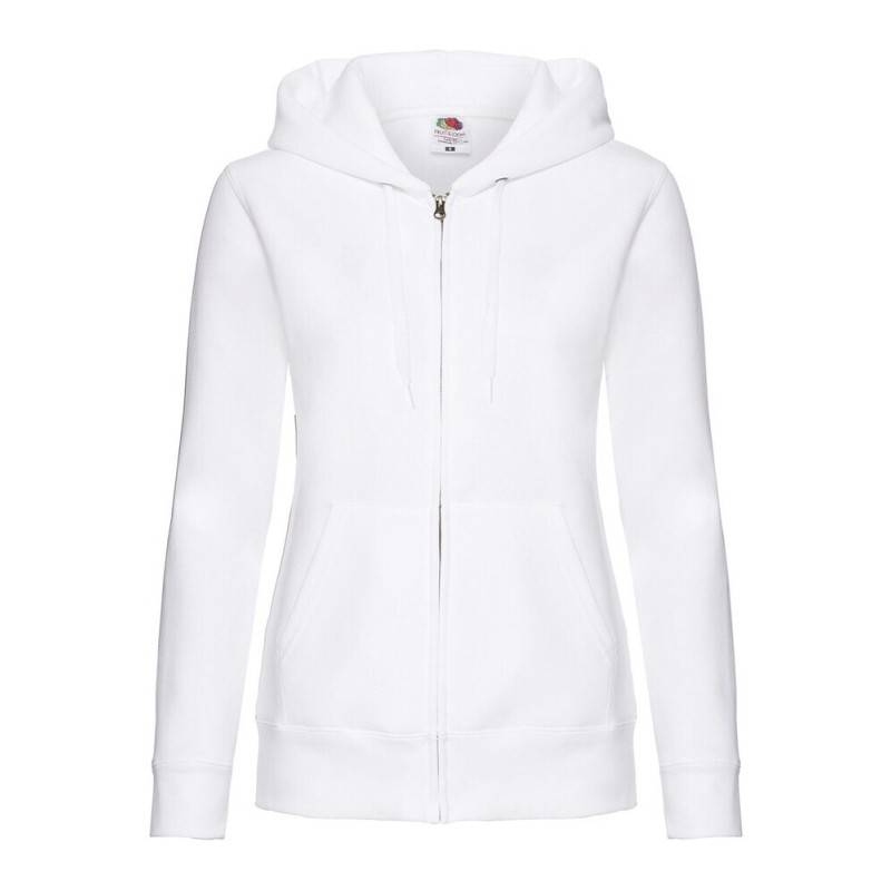 Sweat premium femme zippé à capuche doublée en polycoton, 280 g/m²