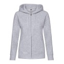 Sweat premium femme zippé à capuche doublée en polycoton, 280 g/m²