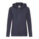 Sweat premium femme zippé à capuche doublée en polycoton, 280 g/m²