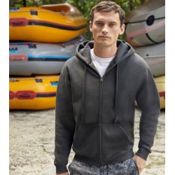 Sweat premium homme zippé à capuche doublée en polycoton, 280 g/m²