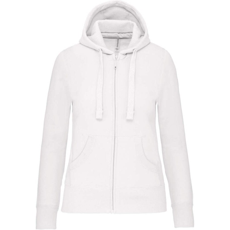 Sweat capuche zippé femme, capuche doublée en nid d'abeille, 300 g/m²