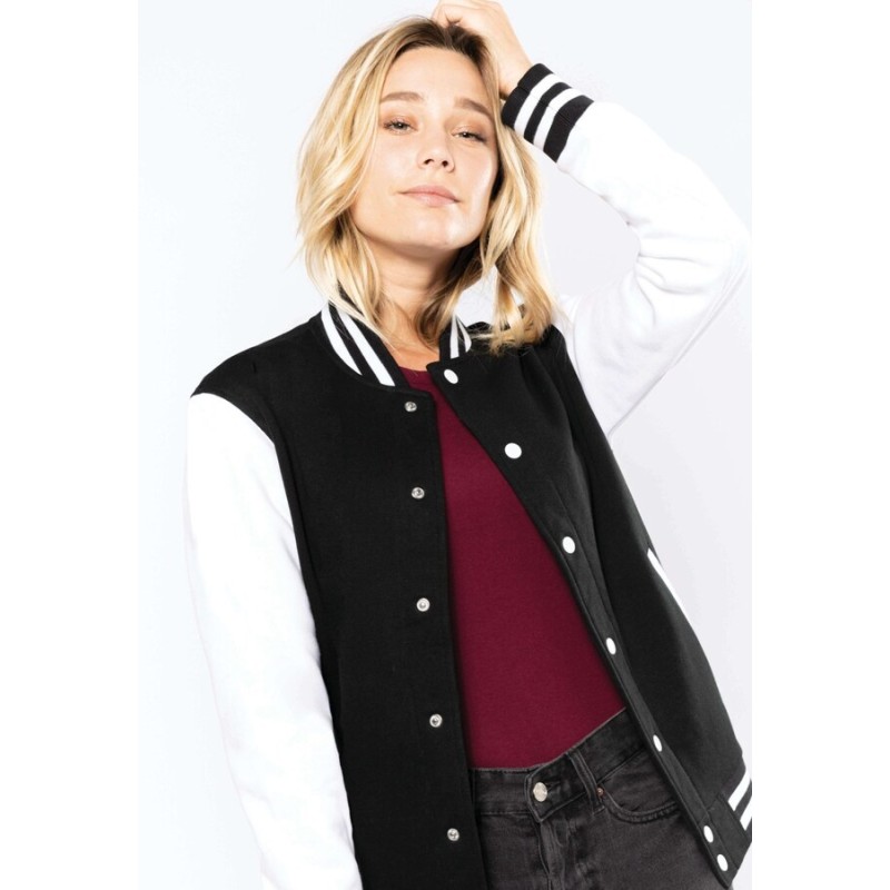 Sweat blouson teddy no label manches montées contrastées, 320 g/m²