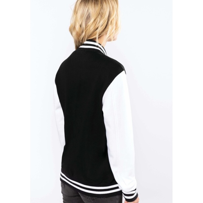 Sweat blouson teddy no label manches montées contrastées, 320 g/m²