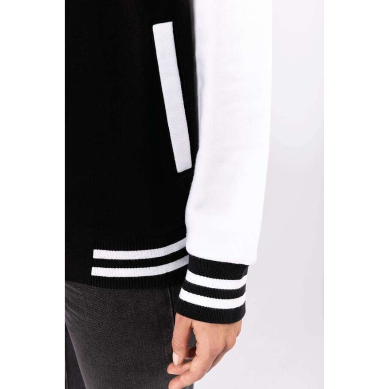 Sweat blouson teddy no label manches montées contrastées, 320 g/m²