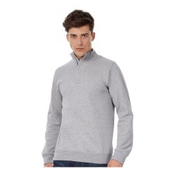 Sweat-shirt pull moderne col zip en polycoton, 280 g/m² 