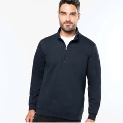 Sweat-shirt col zippé en molleton gratté, 280 g/m²