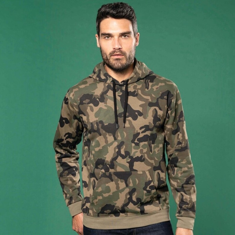 Sweat-shirt camouflage à capuche, 280 g/m²