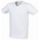 T-shirt stretch homme col V en coton et élasthanne, 165 g/m²