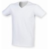 T-shirt stretch homme col V en coton et élasthanne, 165 g/m²