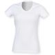 T-shirt stretch femme col V en coton et élasthanne, 165 g/m²