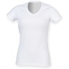 T-shirt stretch femme col V en coton et élasthanne, 165 g/m²