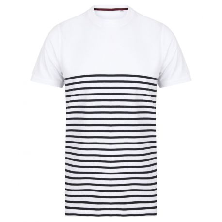 T-shirt breton à manches courtes en coton jersey épais, 180 g/m²