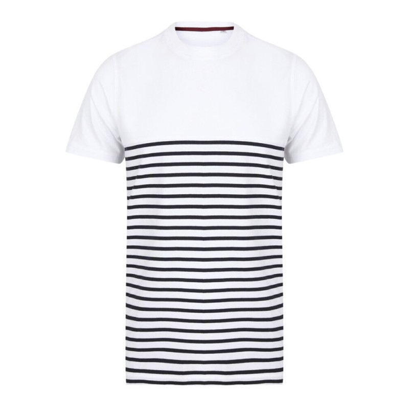 T-shirt breton à manches courtes en coton jersey épais, 180 g/m²