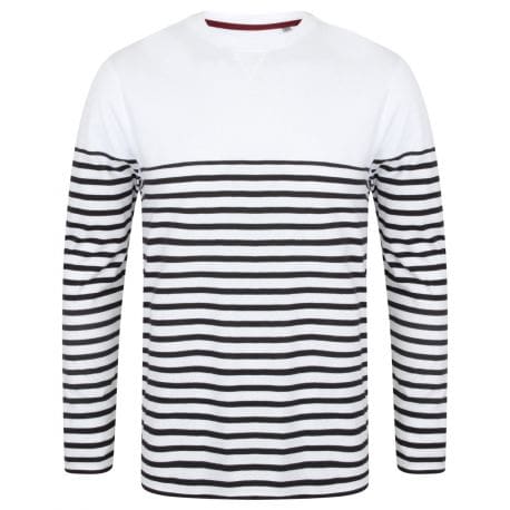 T-shirt breton à manches longues en coton jersey épais, 180 g/m²