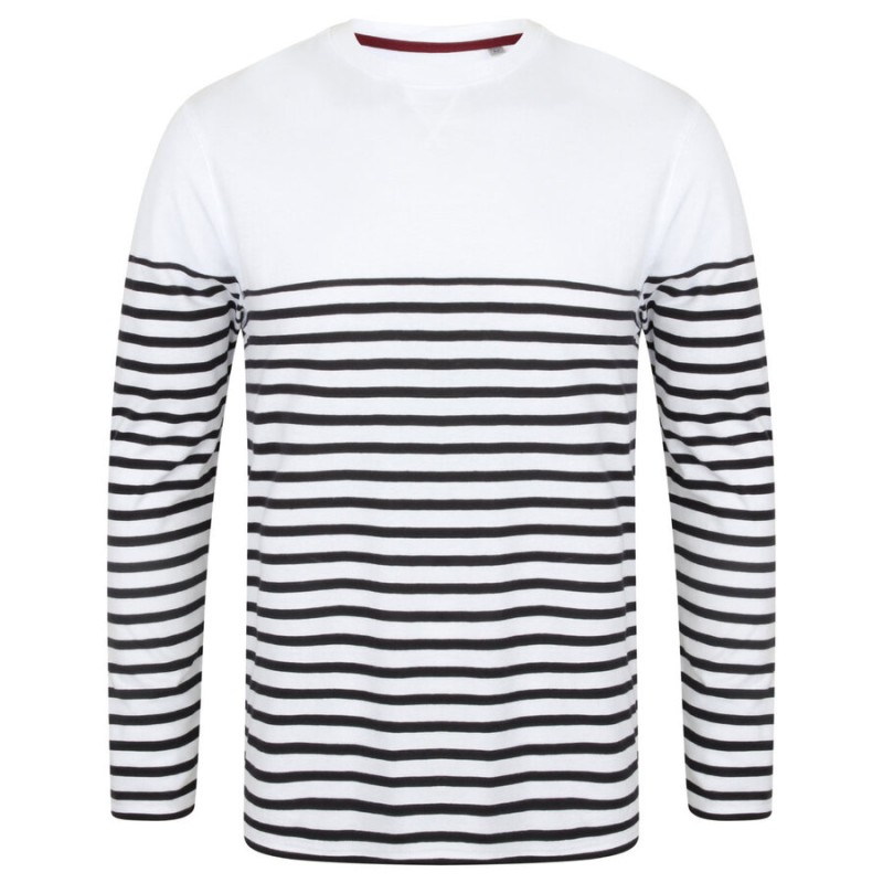 T-shirt breton à manches longues en coton jersey épais, 180 g/m²