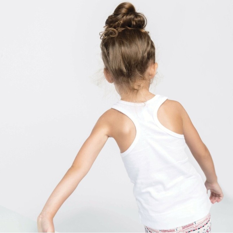 Débardeur épais pour fille en coton, dos nageur, 220 g/m²