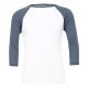 T-shirt baseball adulte manches 3/4 bicolore en polycoton, 125 g/m²