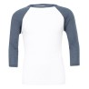 T-shirt baseball adulte manches 3/4 bicolore en polycoton, 125 g/m²