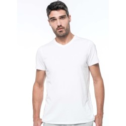 T-shirt homme Supima col V manches courtes sans étiquette, 160 g/m²