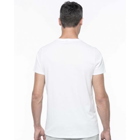 T-shirt homme Supima col V manches courtes sans étiquette, 160 g/m²