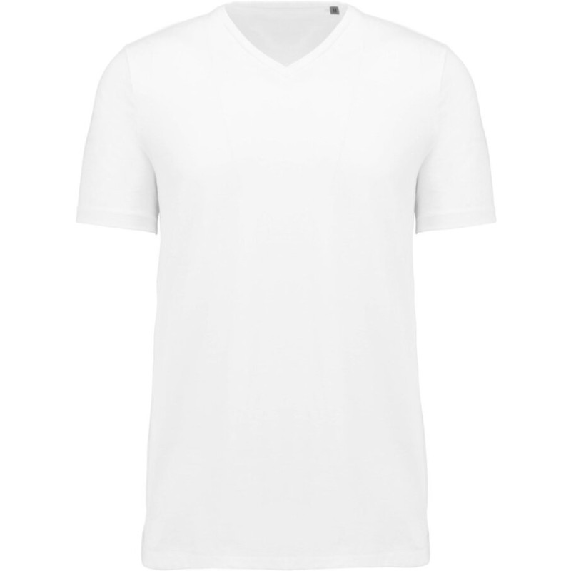 T-shirt homme Supima col V manches courtes sans étiquette, 160 g/m²