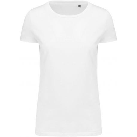T-shirt femme Supima col rond manches courtes sans étiquette, 160 g/m²