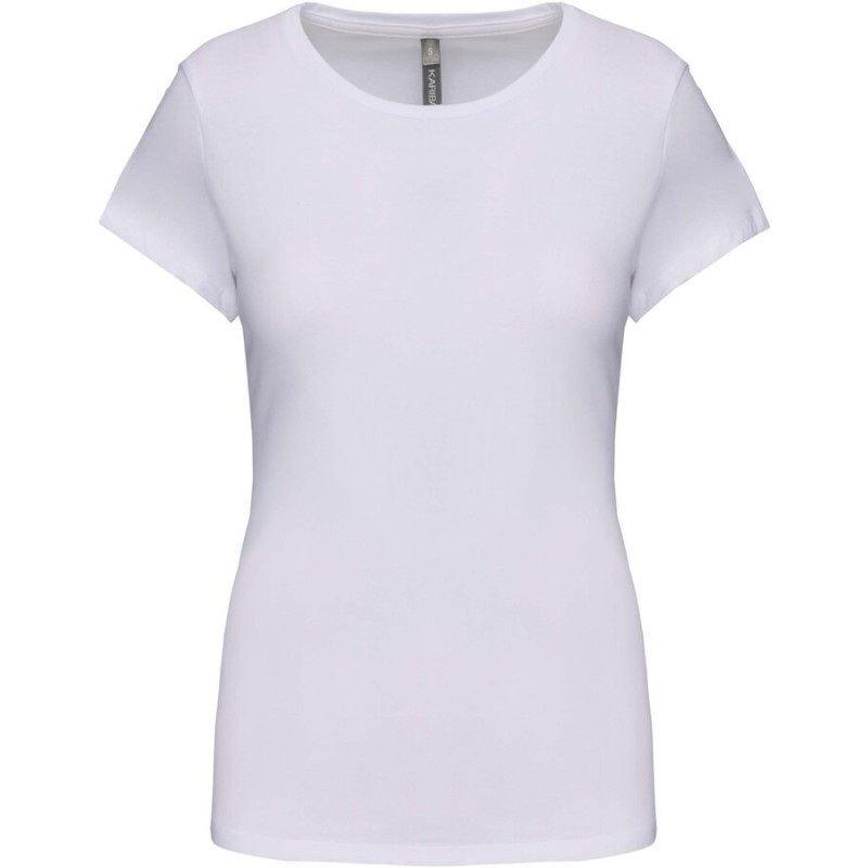 T-shirt femme col rond stretch en coton élasthanne, 160 g/m²