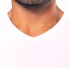 T-shirt homme col V stretch en coton élasthanne, 160 g/m²